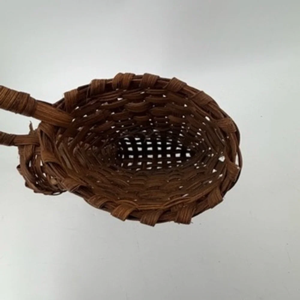 Handmade Woven Wood Heart Basket Brown Rustic Wall Hanging Decor 13.5 inch